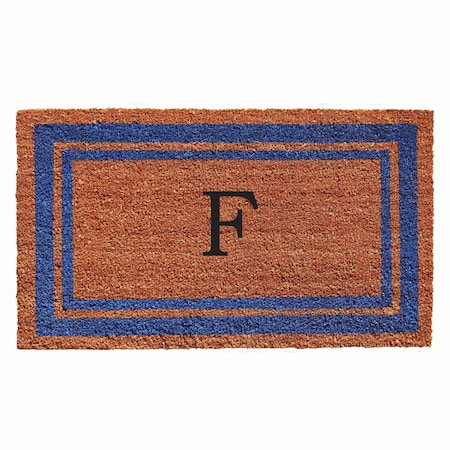 Monogram Door Mat, Natural, Blue, 18 in W x 30 in L